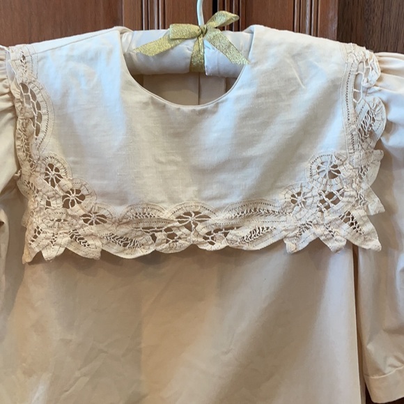 Vintage boutique blouse lace shirt prairie top cream girls size 10 - Picture 2 of 13